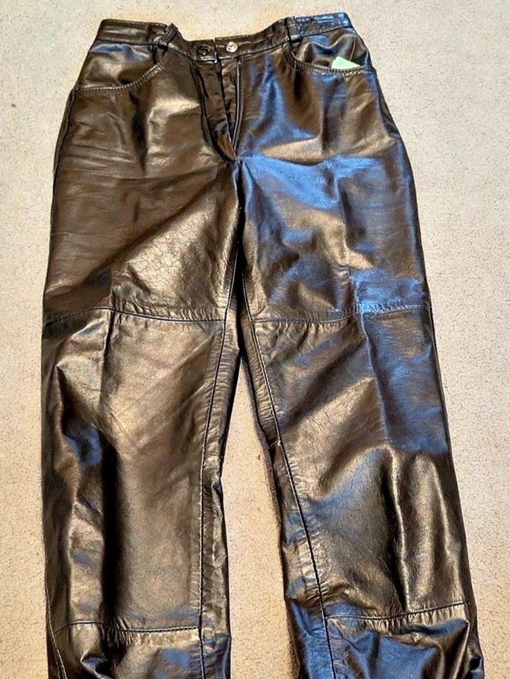 Canada Leather Works Leather Straight Leg Pants in Black Size 5